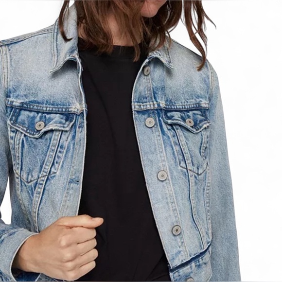 ALLSAINTS-Hay denim jacket-distressed blue-size Small-EUC-retail $160 - Picture 14 of 15
